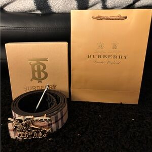 Burberry Checkered Belt with Gold Accent
